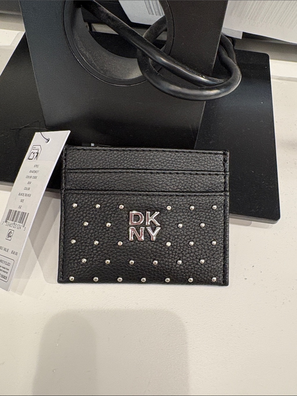 DKNY Black Leather Studded Card Holder